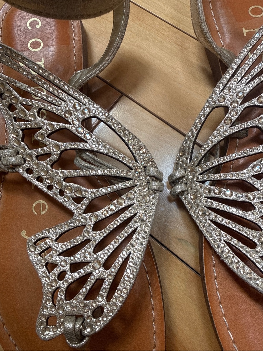 Flutter Metallic Rhinestone Butterfly Sandals - Picture 3 of 4